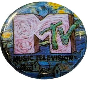 Vintage RARE MTV Pin‎ 80's Music Van Gogh Starry Night
